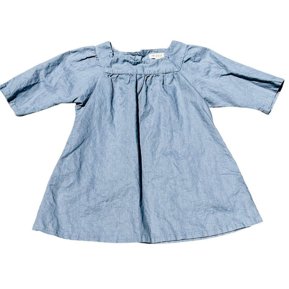 Mabo Blue Chambray Cotton Linen Dress Size 4/5Y